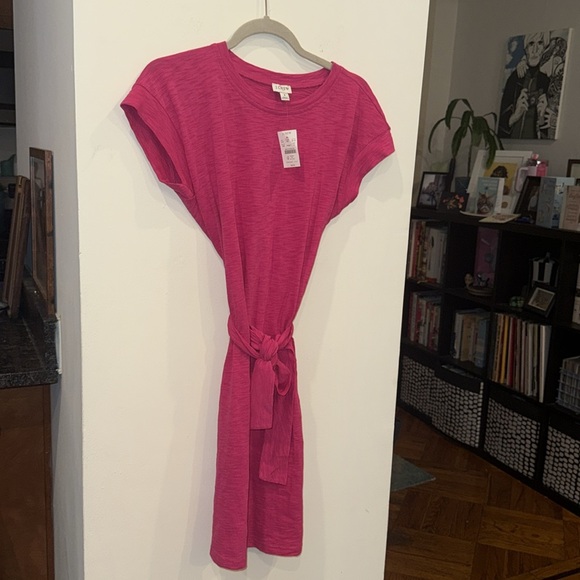 J. Crew Factory Knit tie-waist fuchsia hot pink dress small new with tags - Picture 8 of 10